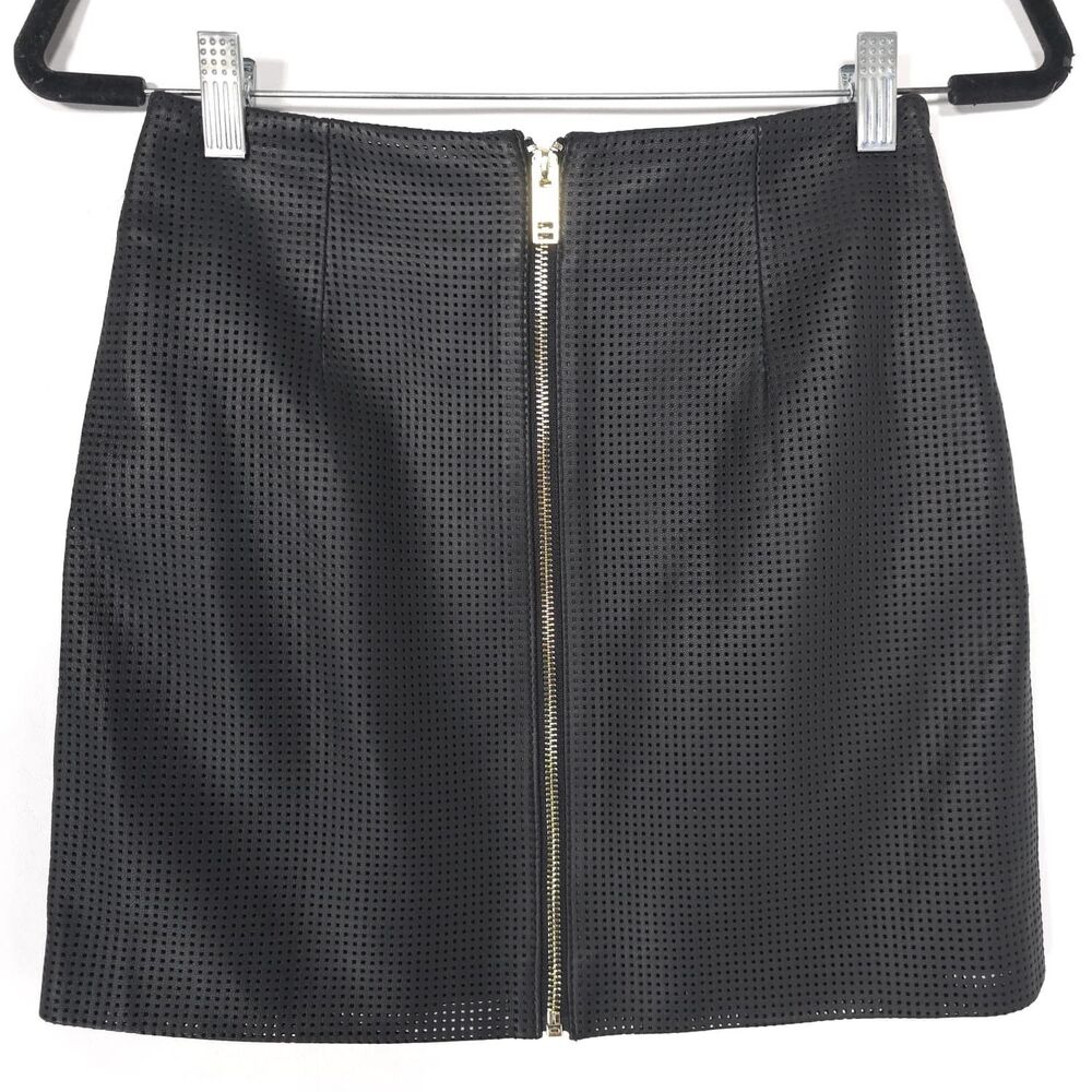 ALL THINGS GOLDEN New Women's Black Mini Skirt SMALL Leather Zip Back ATG058-B-S - Picture 7 of 11